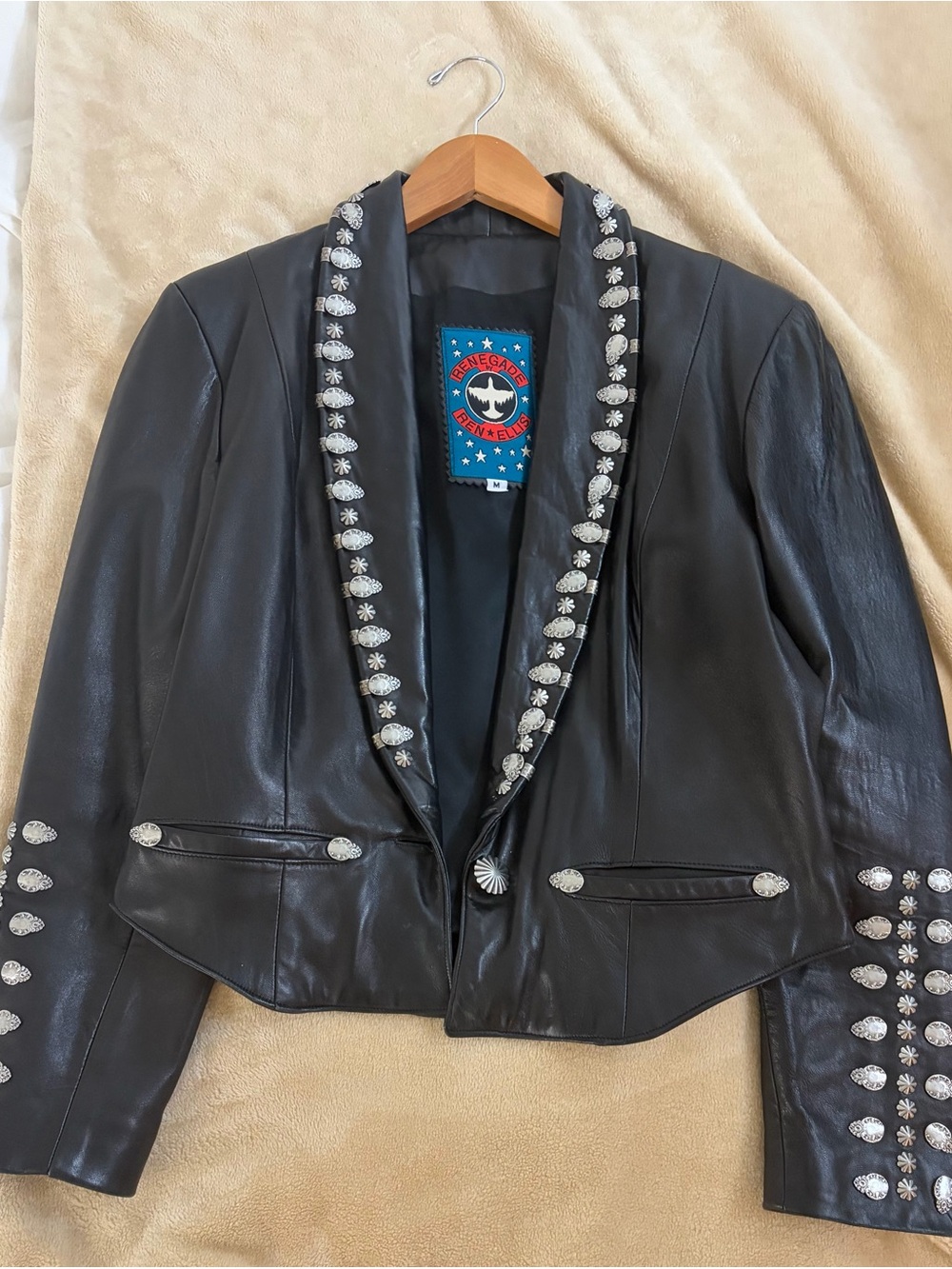 Renegade By Ren Ellis vintage Embellished Black Leather Jacket